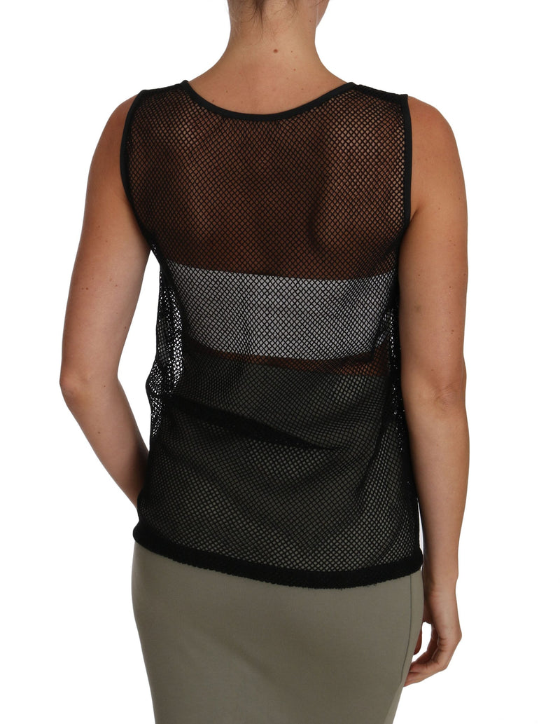 Blusa senza maniche in maglia nera elegante