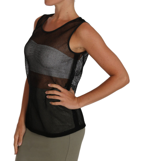 Elegant Black Mesh Sleeve Sheevel Soupled Top