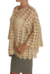 Chic Beige Crochet Rafia Cardigan