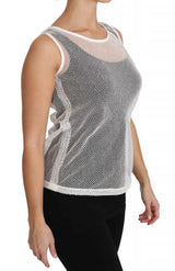 Elegante top blanco sin mangas blanca