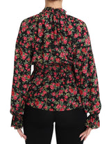 Chemise de soie florale noire élégante