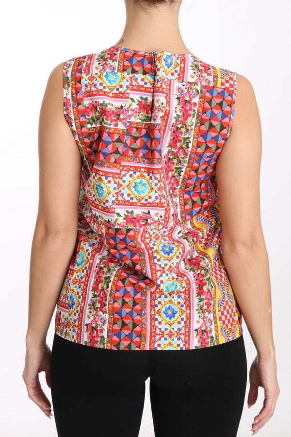 Carretto Print Pure Cotton Top Top