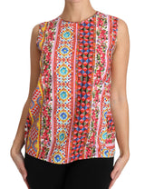 Carretto Print Pure Cotton Top Top