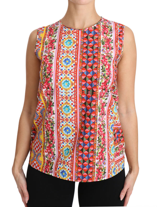 Carretto Print Pure Cotton Top Top