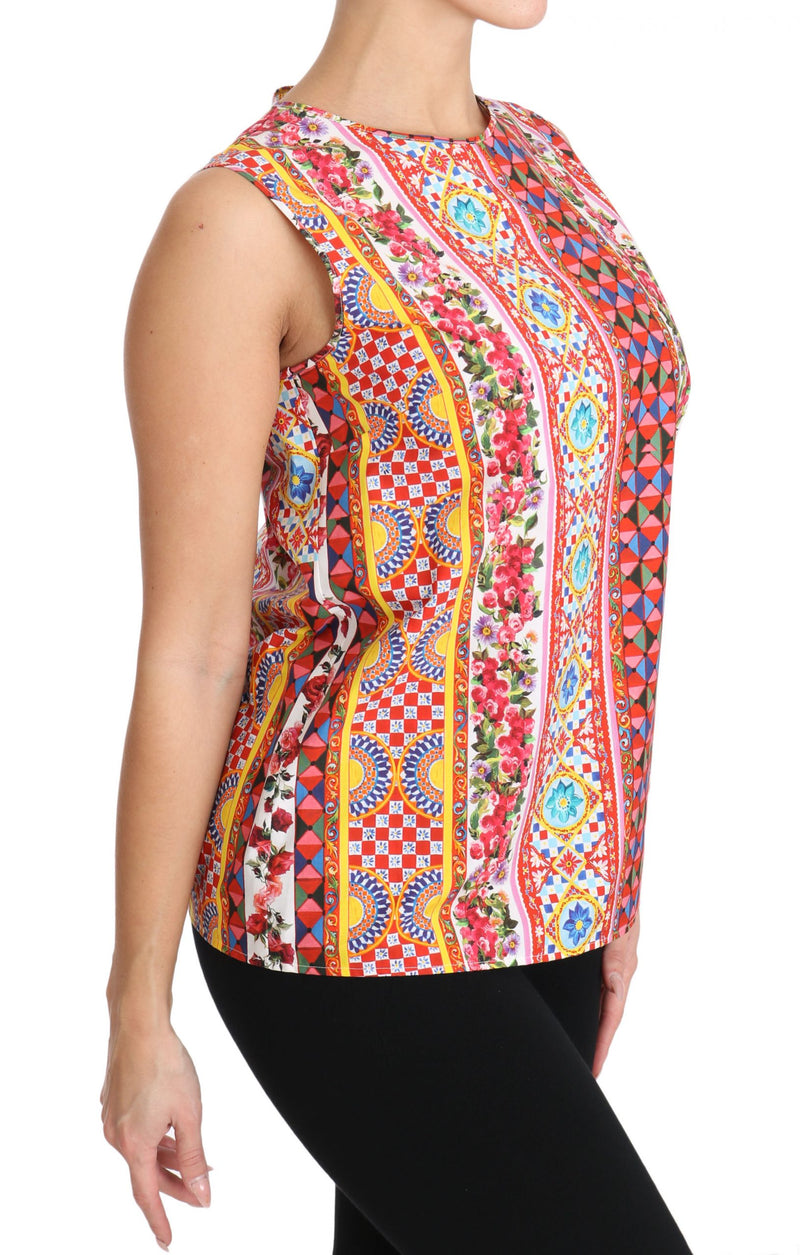 Carretto Print Pure Cotton Top Top