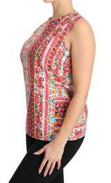 Carretto Print Pure Cotton Top Top