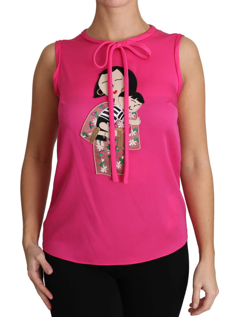 Eleganter rosa Seidenfamilien -Tanktop -Hemd