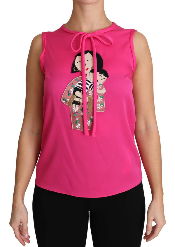 Eleganter rosa Seidenfamilien -Tanktop -Hemd