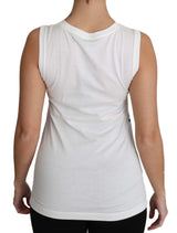 Elegant White Sleeveless Cotton Silk Shirt