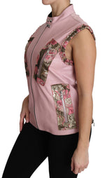 Superbe gilet en cuir sans manches roses