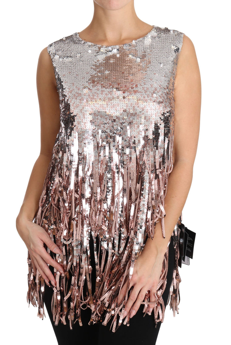 Golden Pink Paillettenrand -Eleganz -Top