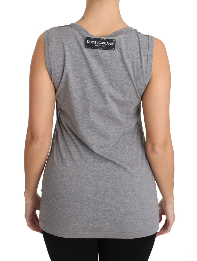 Pailletten -Herz -Tank -Top in Grau