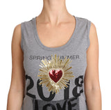 Sequined Heart Top Top σε γκρι