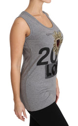 Pailletten -Herz -Tank -Top in Grau