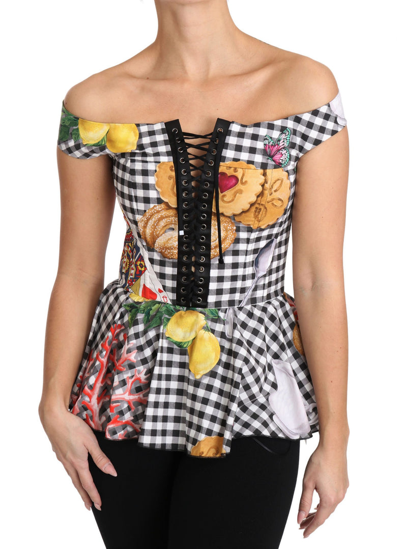 Blusa top corsetto chic a scacchi