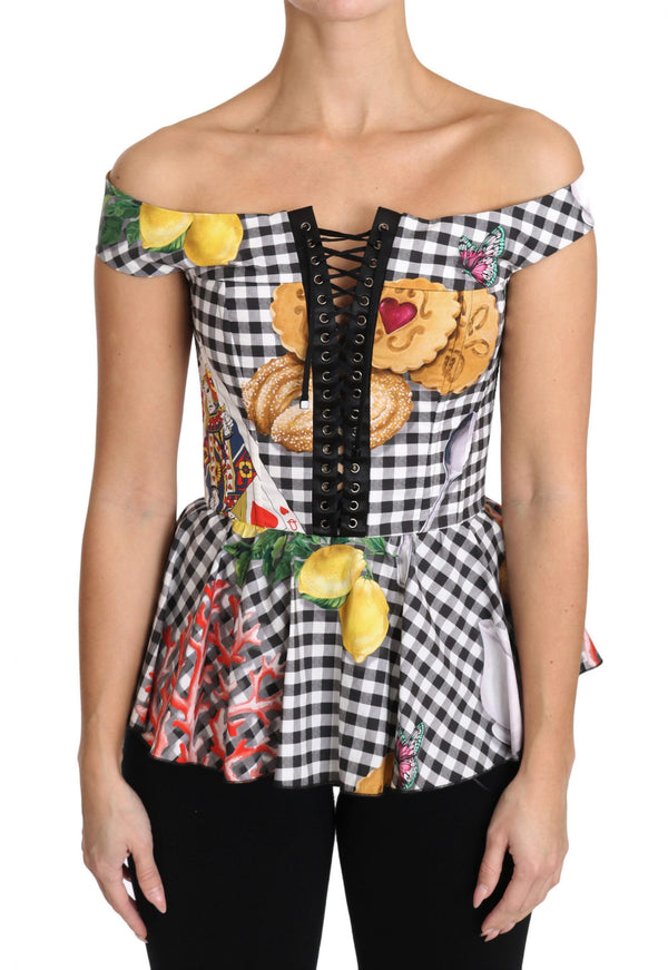 Blusa top corsetto chic a scacchi