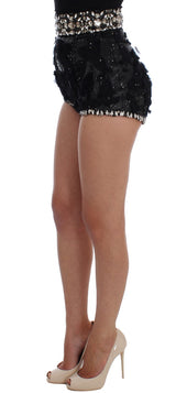 Crystal Sequined Silk High Goist Shorts