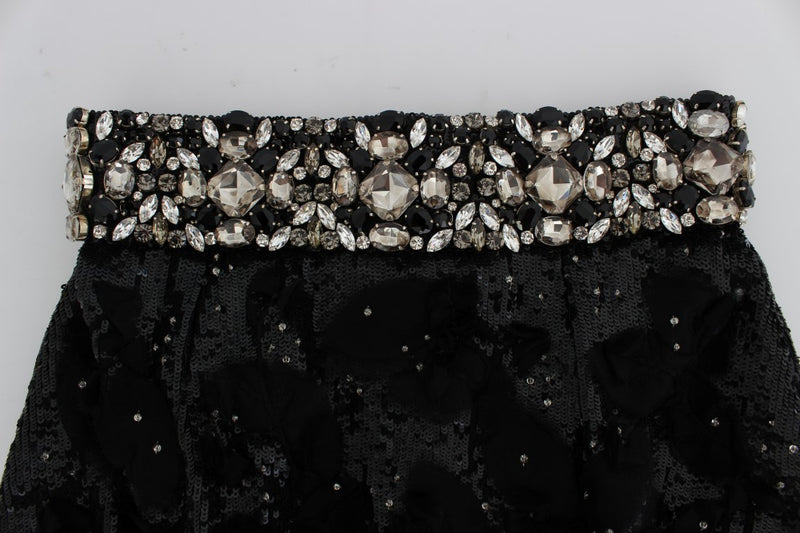 Shorts à taille haute de soie à paillettes en cristal