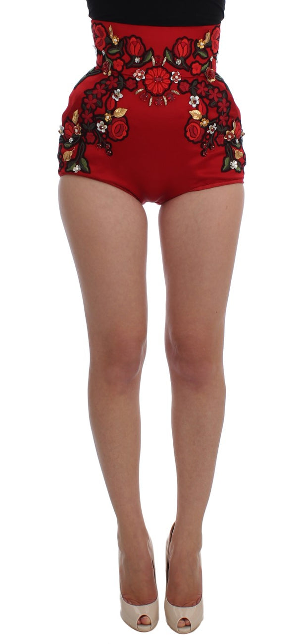 Elegante Seidenhoch -Taille -Stickshorts