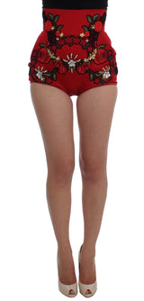 Short brodé de soie rouge ravissante