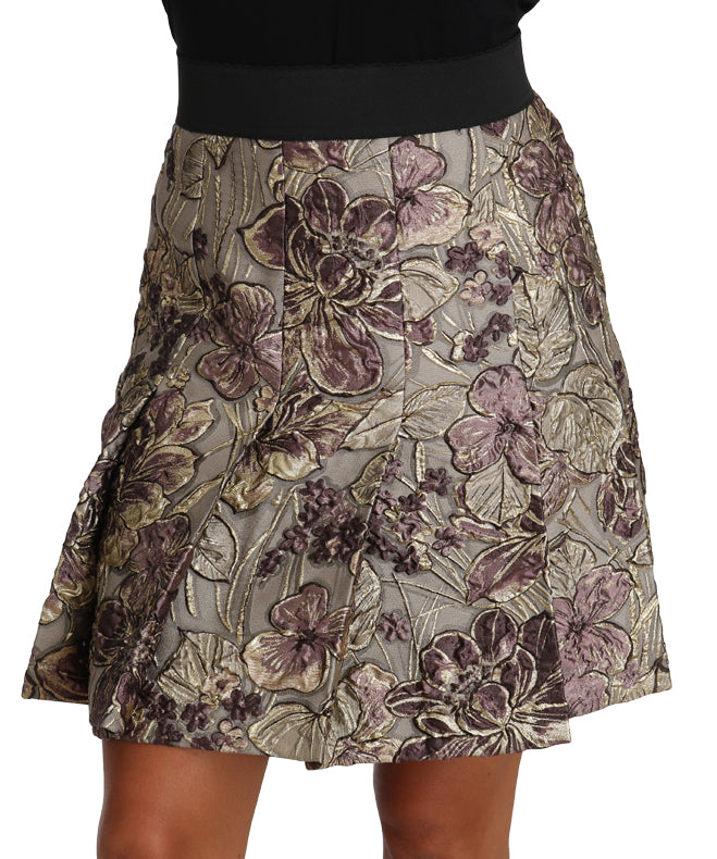 Eleganter Blumen-A-Line-Jacquard-Rock