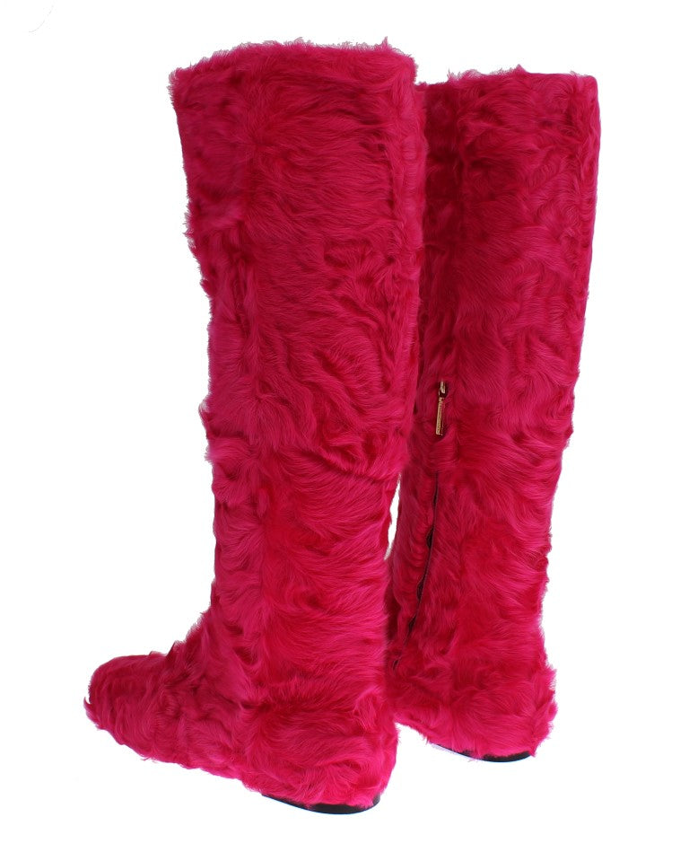 Elegante rosa Lämmerungsfellstiefel