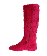 Elegante rosa Lämmerungsfellstiefel