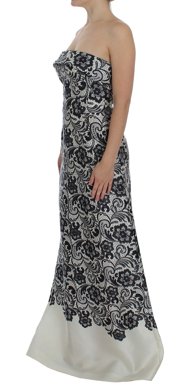 Elegante vestido maxi de corsé de encaje de seda