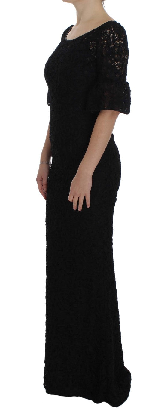 Robe maxi élégante en dentelle florale noire