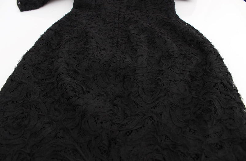 Elegante vestito di pizzo floreale nero