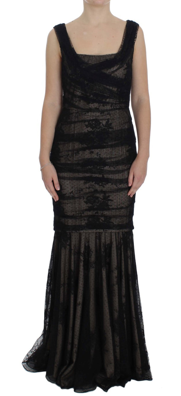 Elegante abito maxi BodyCon floreale nero