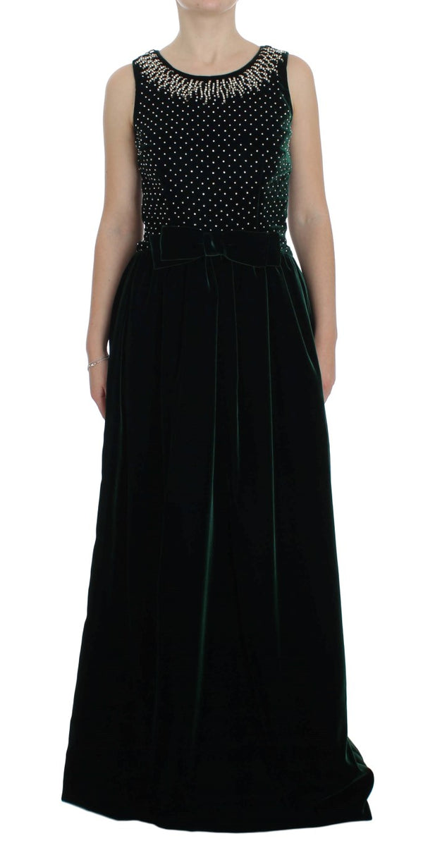 Zauberer Emerald Velvet Crystal Maxi -Kleid