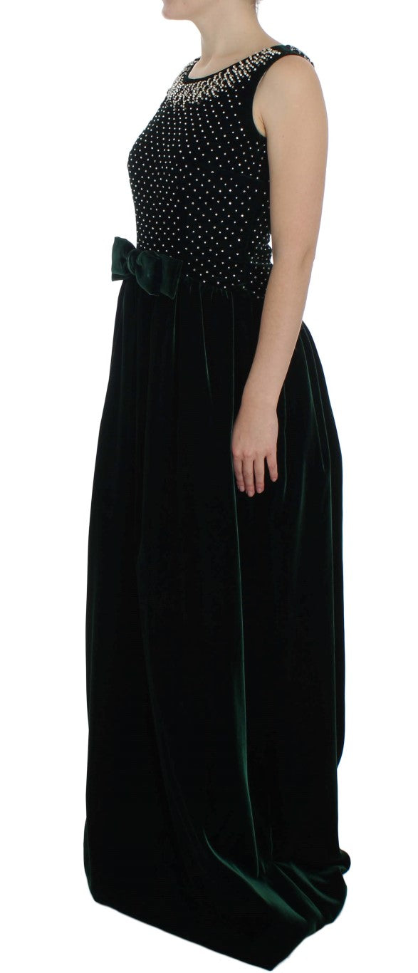 Zauberer Emerald Velvet Crystal Maxi -Kleid