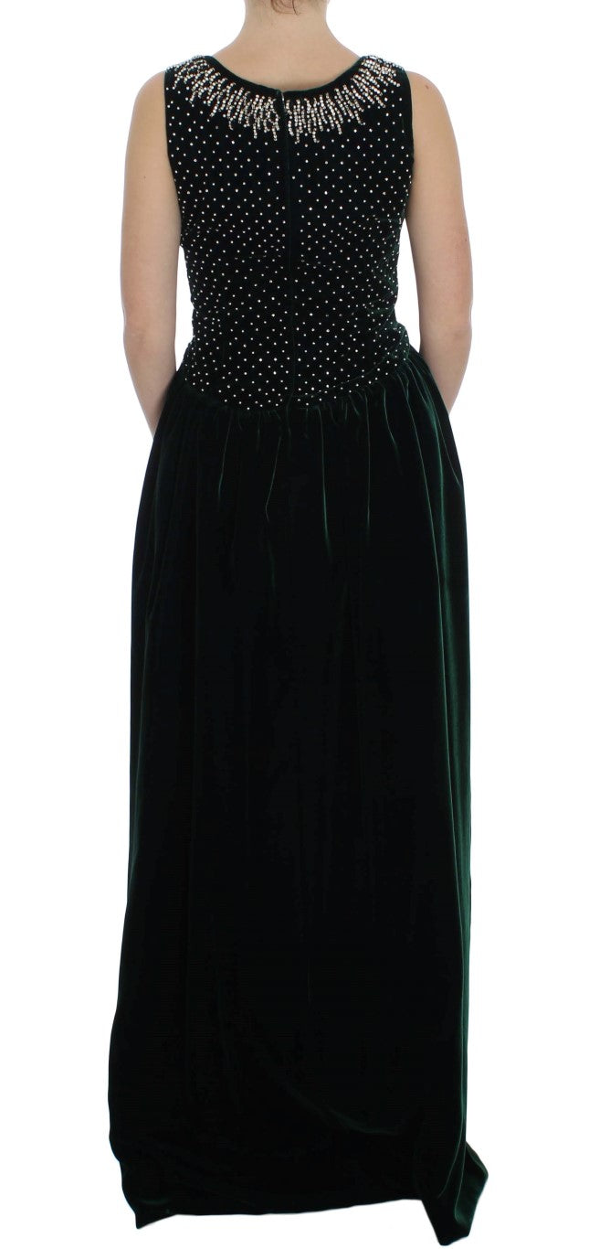 Zauberer Emerald Velvet Crystal Maxi -Kleid