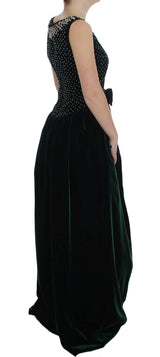 Enchanted Emerald Velvet Crystal Maxi Φόρεμα