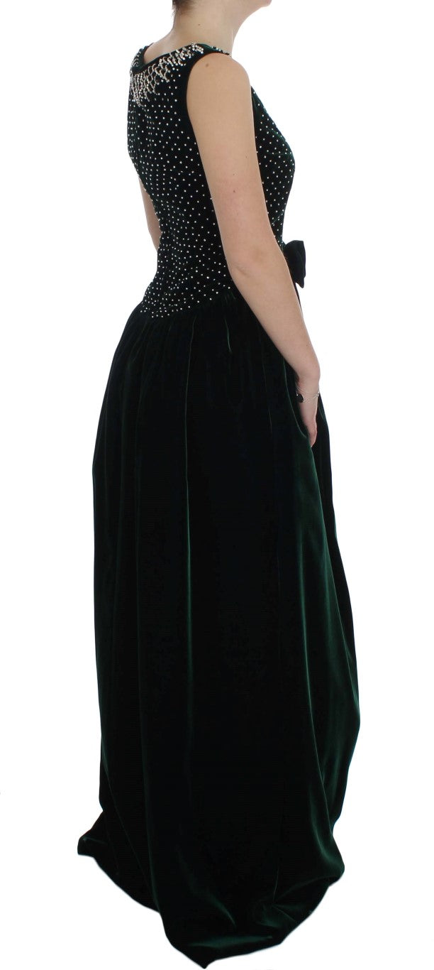 Zauberer Emerald Velvet Crystal Maxi -Kleid