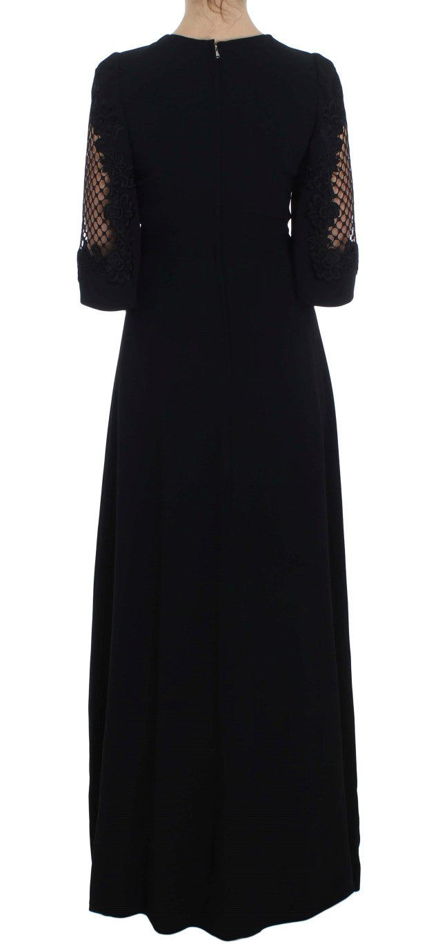 Robe maxi de découpe en laine noire élégante