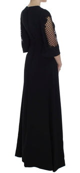 Robe maxi de découpe en laine noire élégante