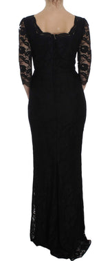 Robe maxi élégante en dentelle florale noire