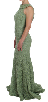 Robe maxi en dentelle florale verte élégante