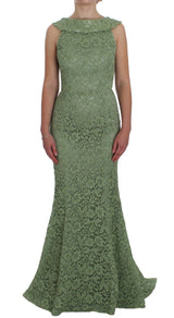 Robe maxi en dentelle florale verte élégante