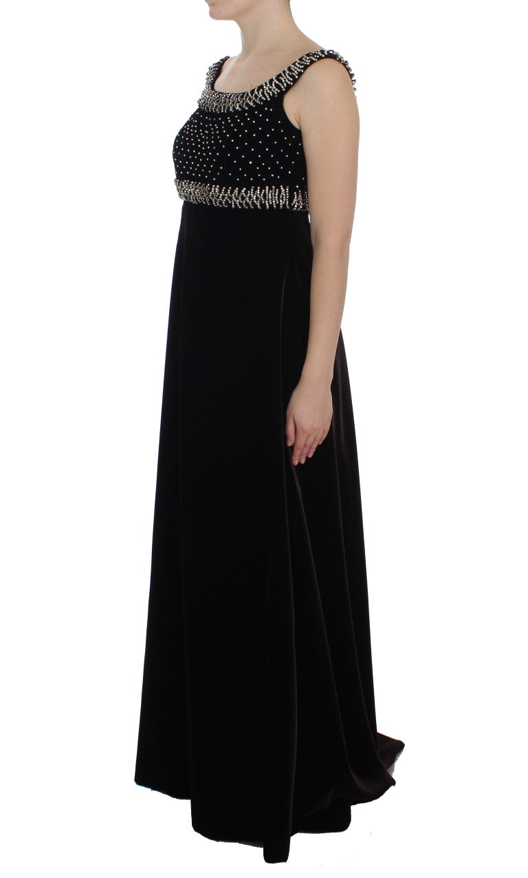 Elegantes braunes Samtkristallkleid