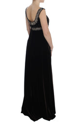 Elegantes braunes Samtkristallkleid