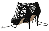 Elegante schwarze Wildleder -Gladiator -Stilettos