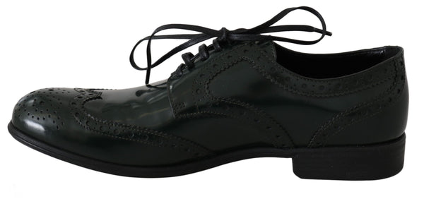 Eleganti brogue verdi Oxford Wingtip Flats