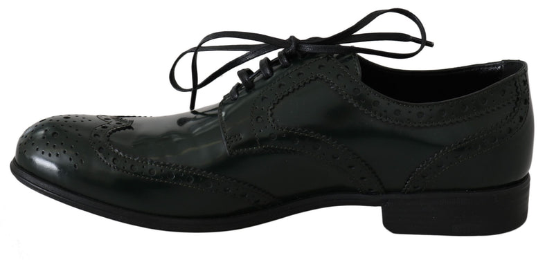 Elegantes brogues verdes oxford wingtip pisos