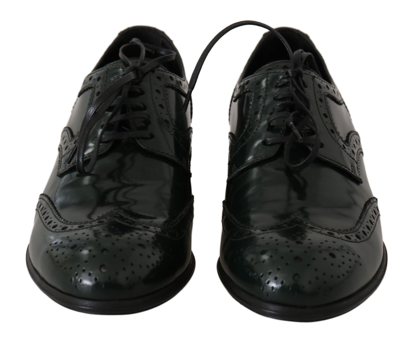 Elegantes brogues verdes oxford wingtip pisos