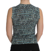 Elegant Blue Wool Vest Pullover Top