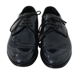 Elegantes zapatos de vestir derby de cuero azul oscuro