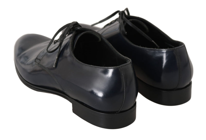 Elegante dunkelblaue Leder -Derby -Kleiderschuhe